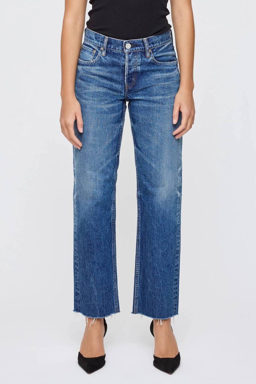 NEW MOUSSY needham straight leg low rise jeans in blue